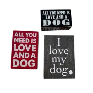 Dog Lover Wooden Sign Set - Red, Black, Gray